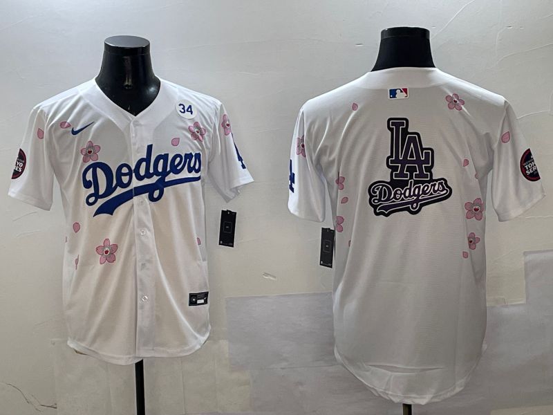 Men Los Angeles Dodgers Blank White Sakura Edition 2025 Nike MLB Jersey style 22